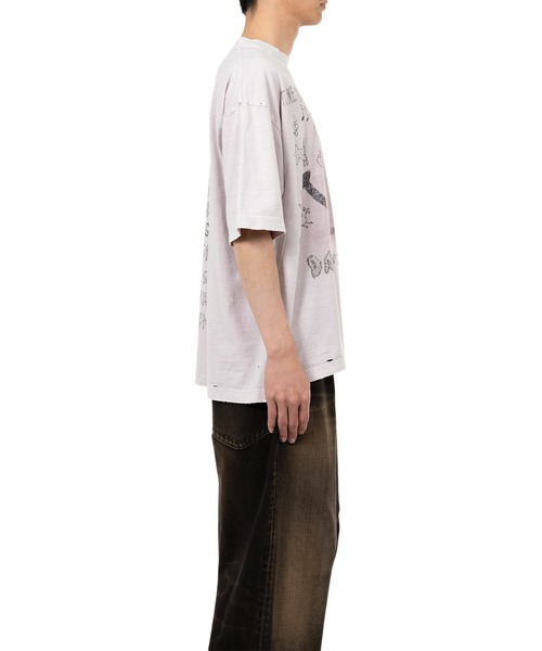 セール】Bleached Smily Face Print T-shirt（Tシャツ