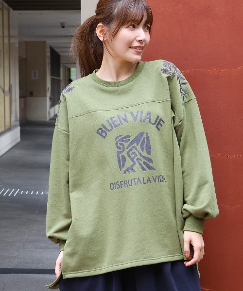 チチカカ（チチカカ）の「マヤ文字ショルダー刺繍プルオーバー（スウェット・レディース・グレー/チャコールグレー/カーキ・FREE）」の3枚目の写真