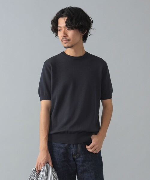 BRILLA per il gusto（ブリッラペルイルグースト）の「アメリカンシーアイランドコットン ショートスリーブクルーネックニット（Tシャツ/カットソー・メンズ・ベージュ/ホワイト系その他2/ブラック/ネイビー/ミント/ピンク/インディゴブルー・M/L/XL/S）」の5枚目の写真