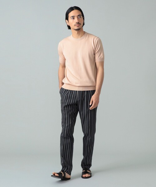 BRILLA per il gusto（ブリッラペルイルグースト）の「アメリカンシーアイランドコットン ショートスリーブクルーネックニット（Tシャツ/カットソー・メンズ・ベージュ/ホワイト系その他2/ブラック/ネイビー/ミント/ピンク/インディゴブルー・M/L/XL/S）」の11枚目の写真