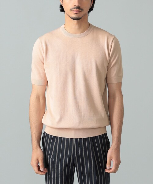 BRILLA per il gusto（ブリッラペルイルグースト）の「アメリカンシーアイランドコットン ショートスリーブクルーネックニット（Tシャツ/カットソー・メンズ・ベージュ/ホワイト系その他2/ブラック/ネイビー/ミント/ピンク/インディゴブルー・M/L/XL/S）」の14枚目の写真