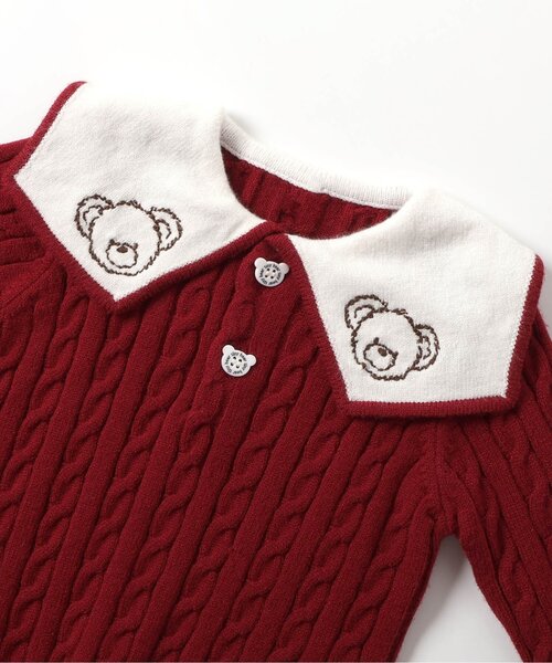 apres les cours（アプレレクール）の「【リンク】tiny bear セーラーニット（ニット/セーター・キッズ・アイボリー/レッド・80/90/100/110/120）」の12枚目の写真