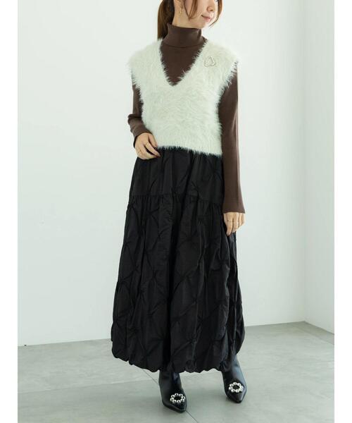 Te chichi（テチチ）の「ロングラメシャギーベスト（ニット/セーター・レディース・オフホワイト/チャコールグレー/ブラック・F）」の5枚目の写真