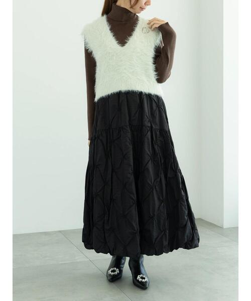 Te chichi（テチチ）の「ロングラメシャギーベスト（ニット/セーター・レディース・オフホワイト/チャコールグレー/ブラック・F）」の6枚目の写真