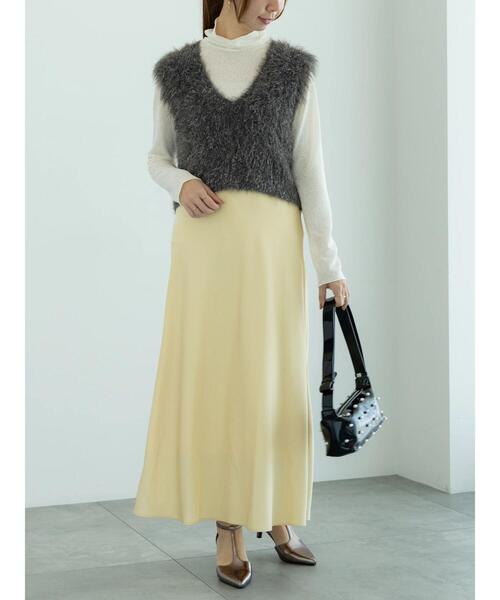 Te chichi（テチチ）の「ロングラメシャギーベスト（ニット/セーター・レディース・オフホワイト/チャコールグレー/ブラック・F）」の9枚目の写真