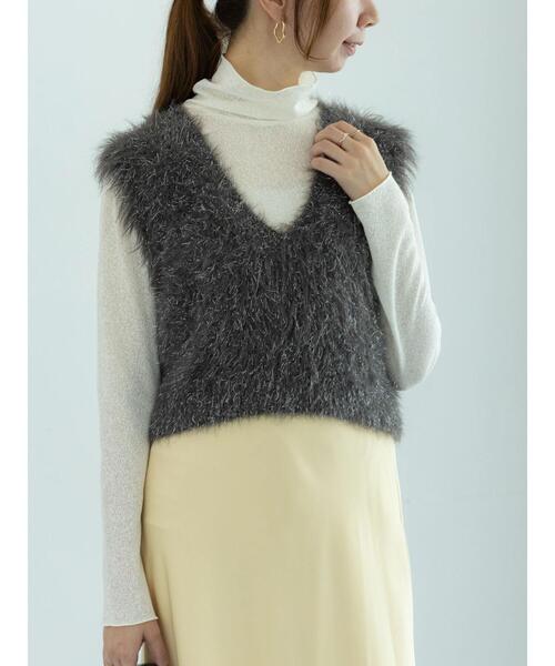 Te chichi（テチチ）の「ロングラメシャギーベスト（ニット/セーター・レディース・オフホワイト/チャコールグレー/ブラック・F）」の10枚目の写真