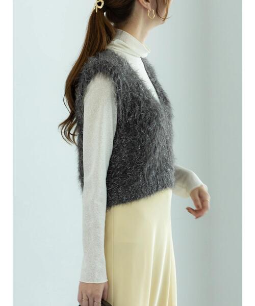 Te chichi（テチチ）の「ロングラメシャギーベスト（ニット/セーター・レディース・オフホワイト/チャコールグレー/ブラック・F）」の12枚目の写真