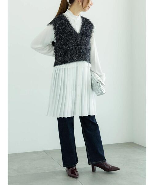 Te chichi（テチチ）の「ロングラメシャギーベスト（ニット/セーター・レディース・オフホワイト/チャコールグレー/ブラック・F）」の13枚目の写真