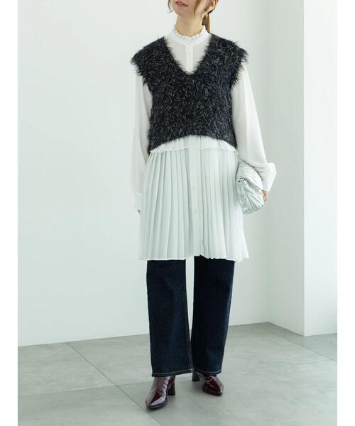 Te chichi（テチチ）の「ロングラメシャギーベスト（ニット/セーター・レディース・オフホワイト/チャコールグレー/ブラック・F）」の14枚目の写真