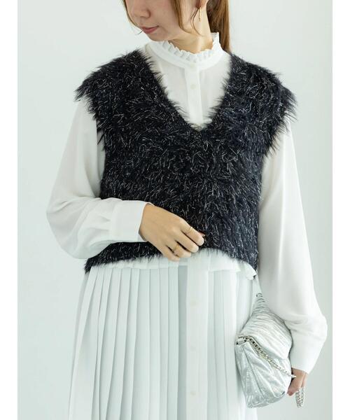 Te chichi（テチチ）の「ロングラメシャギーベスト（ニット/セーター・レディース・オフホワイト/チャコールグレー/ブラック・F）」の15枚目の写真