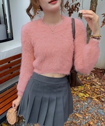 シャギーニット ショート丈 プルオーバー
