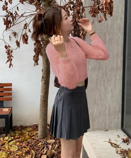 WESTSEA(ウエストシー)の「シャギーニット ショート丈 プルオーバー(ニット/セーター・レディース・ブルー/ブラック/ホワイト/ピンク・FREE)」の8枚目の写真