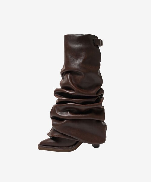 POOLDE（プールデ）の「【POOLDE/プールデ】Melted Boots Brown/ロングブーツ/ギャザー（ブーツ・レディース・ブラウン・38/37）」の4枚目の写真