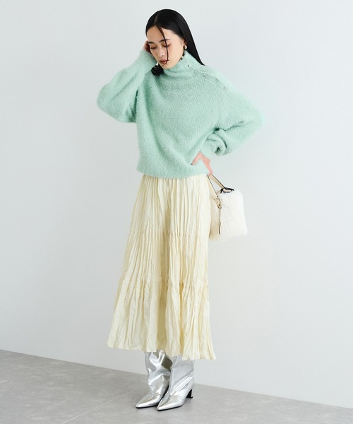 VIS(ビス)の「メタルボタンニットプルオーバー(ニット/セーター・レディース・オフホワイト/ベージュ系その他/ライトグリーン・FREE)」の9枚目の写真