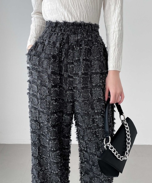 【セール】ハイウエストフリンジジャカードセミワイドパンツ（その他パンツ）｜ABITOKYO（アビトーキョー）