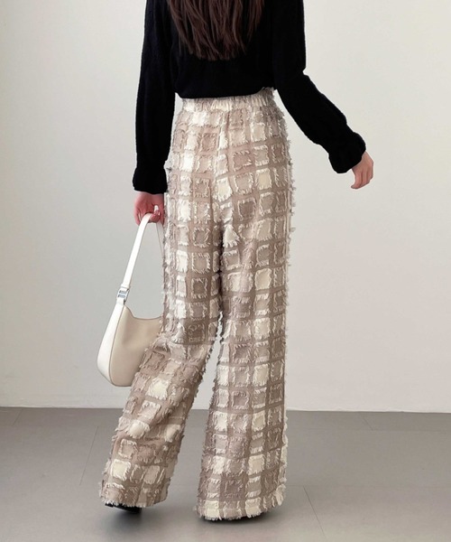 ABITOKYO(アビトーキョー)の「ハイウエストフリンジジャカードセミワイドパンツ(その他パンツ・レディース・ベージュ/ブラウン/チャコールグレー・S/M/L/XL)」の4枚目の写真