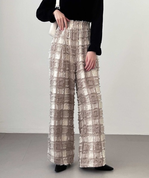 ABITOKYO(アビトーキョー)の「ハイウエストフリンジジャカードセミワイドパンツ(その他パンツ・レディース・ベージュ/ブラウン/チャコールグレー・S/M/L/XL)」の8枚目の写真