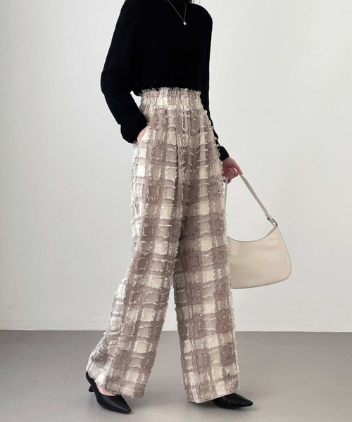 ABITOKYO(アビトーキョー)の「ハイウエストフリンジジャカードセミワイドパンツ(その他パンツ・レディース・ベージュ/ブラウン/チャコールグレー・S/M/L/XL)」の10枚目の写真