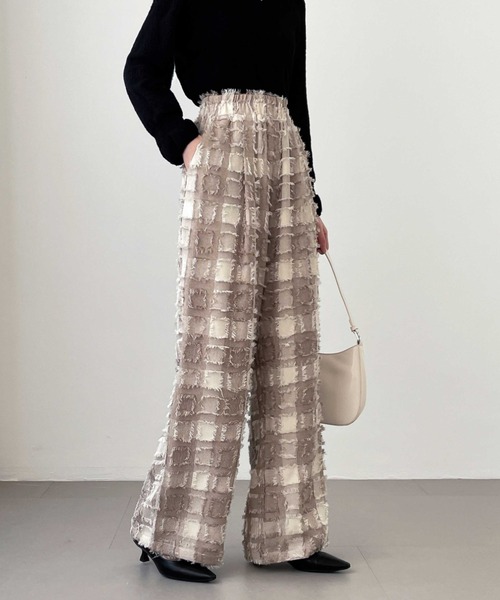 ABITOKYO(アビトーキョー)の「ハイウエストフリンジジャカードセミワイドパンツ(その他パンツ・レディース・ベージュ/ブラウン/チャコールグレー・S/M/L/XL)」の12枚目の写真