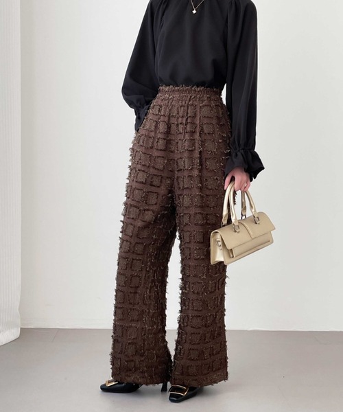 ABITOKYO(アビトーキョー)の「ハイウエストフリンジジャカードセミワイドパンツ(その他パンツ・レディース・ベージュ/ブラウン/チャコールグレー・S/M/L/XL)」の20枚目の写真