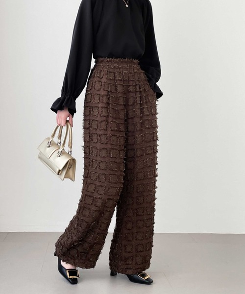 ABITOKYO(アビトーキョー)の「ハイウエストフリンジジャカードセミワイドパンツ(その他パンツ・レディース・ベージュ/ブラウン/チャコールグレー・S/M/L/XL)」の21枚目の写真