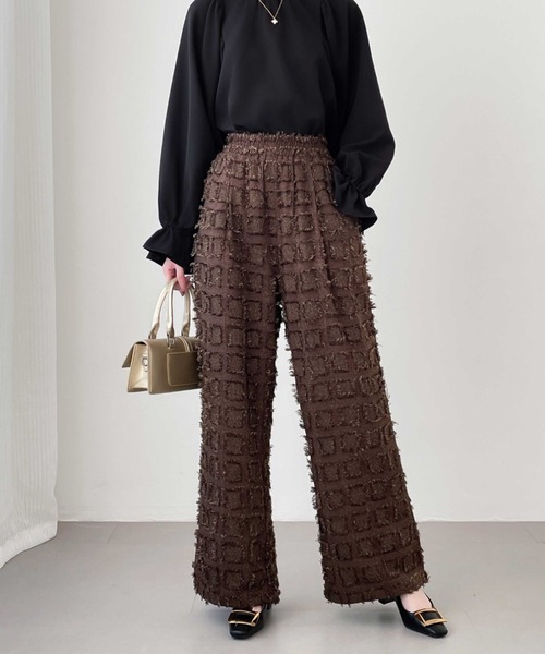 ABITOKYO(アビトーキョー)の「ハイウエストフリンジジャカードセミワイドパンツ(その他パンツ・レディース・ベージュ/ブラウン/チャコールグレー・S/M/L/XL)」の22枚目の写真