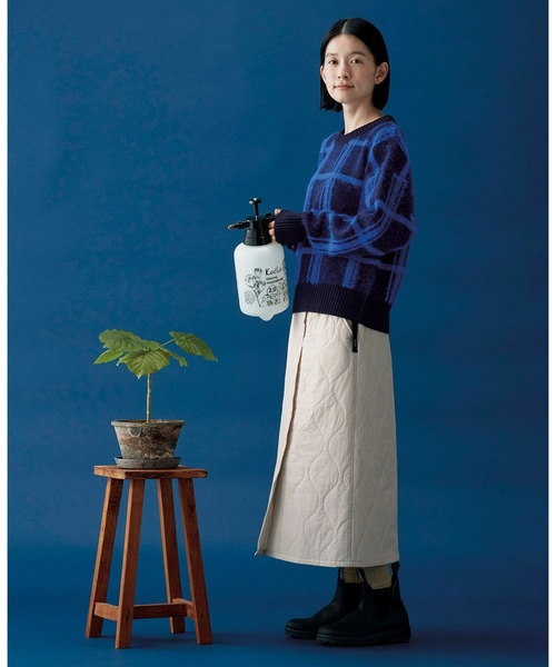 Sunny clouds（サニークラウズ）の「サニークラウズ　チェックに恋したセーター（ニット/セーター・レディース・ブラウン×イエロー/ブルー系その他・M/L/LL）」の3枚目の写真