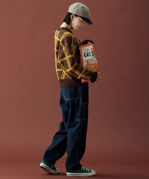 Sunny clouds（サニークラウズ）の「サニークラウズ　チェックに恋したセーター（ニット/セーター・レディース・ブラウン×イエロー/ブルー系その他・M/L/LL）」の7枚目の写真