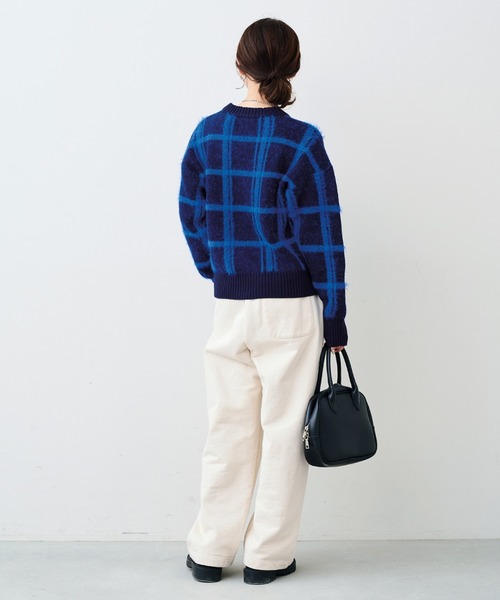 Sunny clouds（サニークラウズ）の「サニークラウズ　チェックに恋したセーター（ニット/セーター・レディース・ブラウン×イエロー/ブルー系その他・M/L/LL）」の11枚目の写真