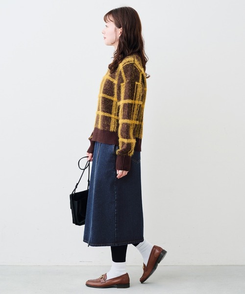 Sunny clouds（サニークラウズ）の「サニークラウズ　チェックに恋したセーター（ニット/セーター・レディース・ブラウン×イエロー/ブルー系その他・M/L/LL）」の13枚目の写真