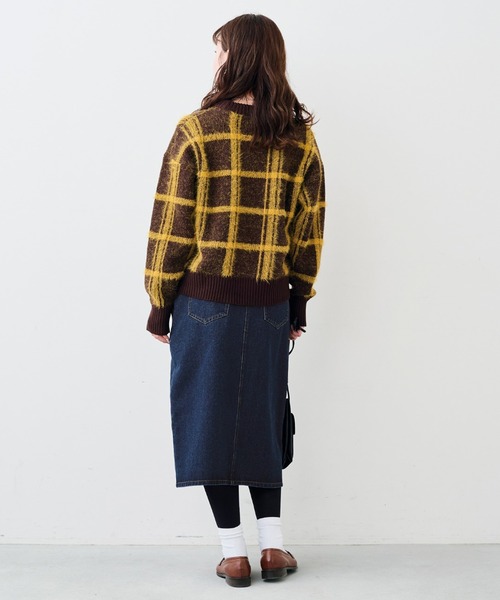 Sunny clouds（サニークラウズ）の「サニークラウズ　チェックに恋したセーター（ニット/セーター・レディース・ブラウン×イエロー/ブルー系その他・M/L/LL）」の14枚目の写真