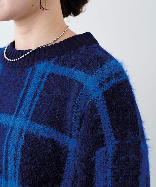 Sunny clouds（サニークラウズ）の「サニークラウズ　チェックに恋したセーター（ニット/セーター・レディース・ブラウン×イエロー/ブルー系その他・M/L/LL）」の15枚目の写真