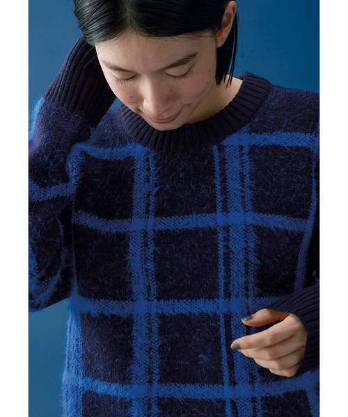 Sunny clouds（サニークラウズ）の「サニークラウズ　チェックに恋したセーター（ニット/セーター・レディース・ブラウン×イエロー/ブルー系その他・M/L/LL）」の17枚目の写真