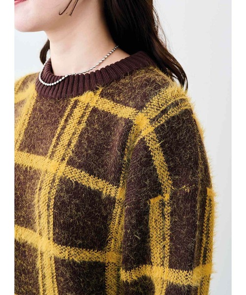 Sunny clouds（サニークラウズ）の「サニークラウズ　チェックに恋したセーター（ニット/セーター・レディース・ブラウン×イエロー/ブルー系その他・M/L/LL）」の16枚目の写真