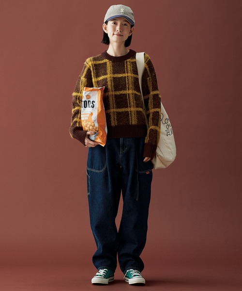 Sunny clouds（サニークラウズ）の「サニークラウズ　チェックに恋したセーター（ニット/セーター・レディース・ブラウン×イエロー/ブルー系その他・M/L/LL）」の6枚目の写真