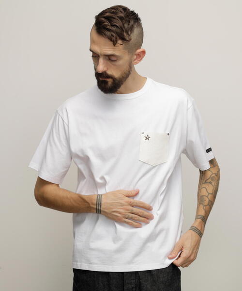 Schott/ショット/ONE STAR LEATHER POCKET T-SHIRT/ワンスター レザー