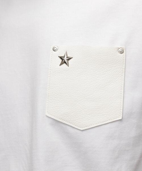 Schott(ショット)の「Schott/ショット/ONE STAR LEATHER POCKET T-SHIRT/ワンスター レザーポケット Tシャツ(Tシャツ/カットソー・メンズ・ホワイト/ブラック・M/2XL/XL/L/S)」の9枚目の写真