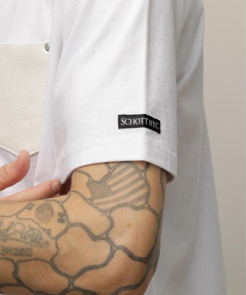 Schott(ショット)の「Schott/ショット/ONE STAR LEATHER POCKET T-SHIRT/ワンスター レザーポケット Tシャツ(Tシャツ/カットソー・メンズ・ホワイト/ブラック・M/2XL/XL/L/S)」の11枚目の写真