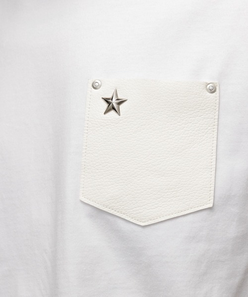 Schott(ショット)の「Schott/ショット/ONE STAR LEATHER POCKET T-SHIRT/ワンスター レザーポケット Tシャツ(Tシャツ/カットソー・メンズ・ホワイト/ブラック・M/2XL/XL/L/S)」の20枚目の写真