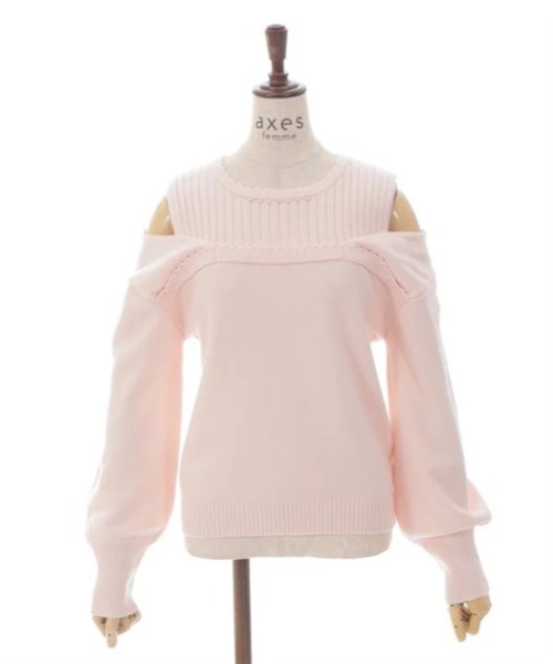 axes femme(アクシーズファム)の「レイヤード風ニット(ニット/セーター・レディース・ピンク/キナリ/ブラック・FREE)」の12枚目の写真