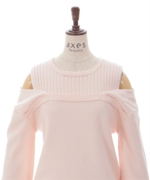 axes femme(アクシーズファム)の「レイヤード風ニット(ニット/セーター・レディース・ピンク/キナリ/ブラック・FREE)」の9枚目の写真
