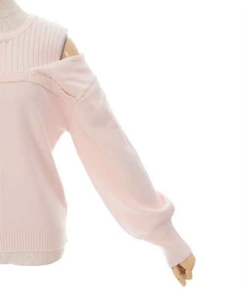 axes femme(アクシーズファム)の「レイヤード風ニット(ニット/セーター・レディース・ピンク/キナリ/ブラック・FREE)」の4枚目の写真