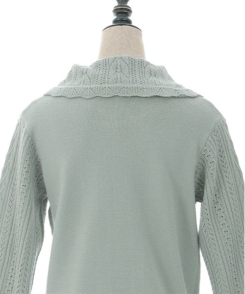 axes femme POETIQUE（アクシーズファムポエティック）の「ブーケ刺繍ビッグ襟ニットプルオーバー（ニット/セーター・レディース・キナリ/ピンク/グリーン・MEDIUM）」の11枚目の写真