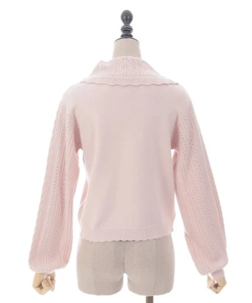 axes femme POETIQUE（アクシーズファムポエティック）の「ブーケ刺繍ビッグ襟ニットプルオーバー（ニット/セーター・レディース・キナリ/ピンク/グリーン・MEDIUM）」の16枚目の写真