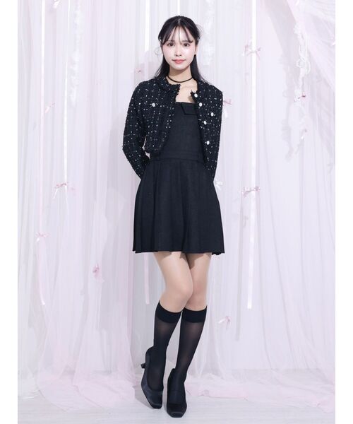 EATME（イートミー）の「クロップドツイードジャケット（セットアップ可能）（テーラードジャケット・レディース・ブラック/オフホワイト・FREE）」の15枚目の写真