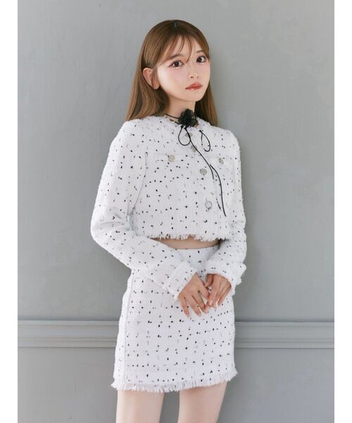 EATME（イートミー）の「クロップドツイードジャケット（セットアップ可能）（テーラードジャケット・レディース・ブラック/オフホワイト・FREE）」の17枚目の写真