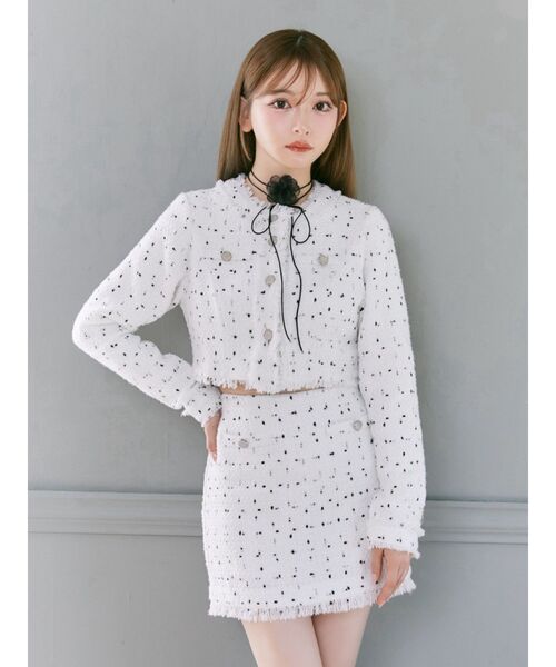 EATME（イートミー）の「クロップドツイードジャケット（セットアップ可能）（テーラードジャケット・レディース・ブラック/オフホワイト・FREE）」の18枚目の写真