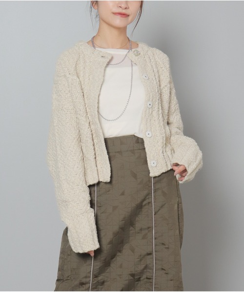 OandI(オーアンドアイ)の「柄編みクロップド丈クルーカーディガン(カーディガン/ボレロ・レディース・アイボリー/ブラック/ブルーグレー・FREE)」の22枚目の写真