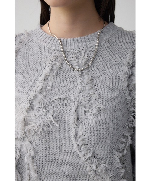 AZUL by moussy(アズールバイマウジー)の「フリンジニットトップス(ニット/セーター・レディース・ライトグレー/アイボリー/ピンク/ブルー・FREE)」の20枚目の写真