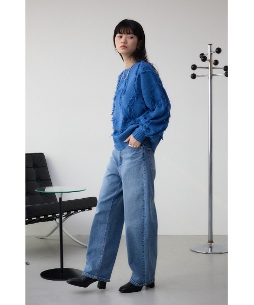 AZUL by moussy(アズールバイマウジー)の「フリンジニットトップス(ニット/セーター・レディース・ライトグレー/アイボリー/ピンク/ブルー・FREE)」の15枚目の写真